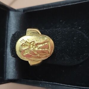 Greek Artist Designed 18kt Eros Ring Solid Size 7